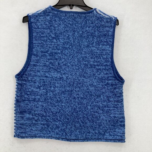 Belle Pointe Sweater Vest Women's Large Blue Striped Silk Blend Sleeveless Y2K - Picture 9 of 10